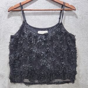 Abercrombie And Fitch Womens Charcoal Gray Floral Crop Top Size Medium Festival